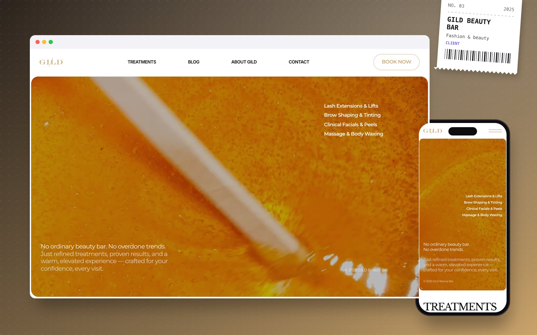 Gild Beauty Bar website