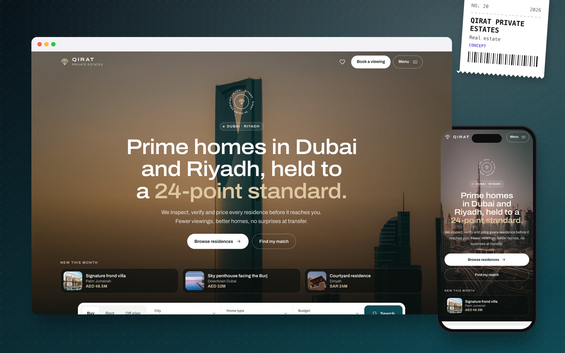 Qirat Private Estates website